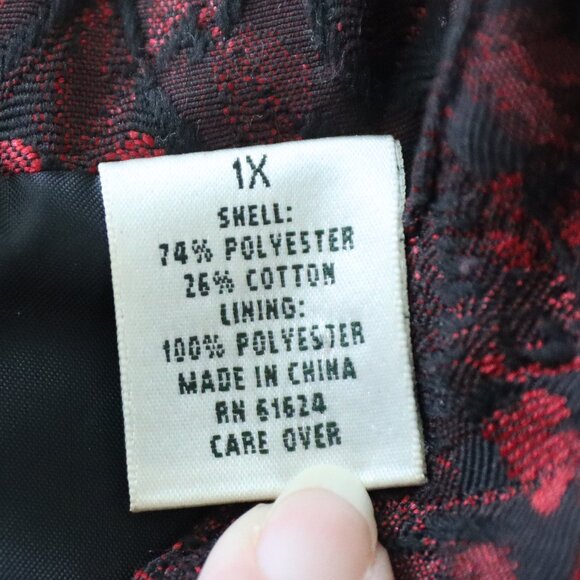 Laura Ashley Woman Vintage Red/Black  Button Up Quilted Lined Plus Coat Size 1X - Picture 3 of 16